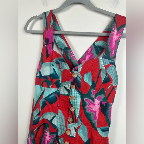 NWT FARM Rio Summer Foliage Linen Mini Dress Size Small - Picture 4 of 11